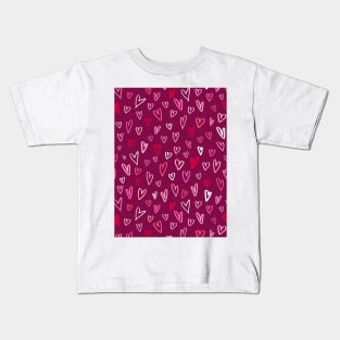 Valentine's pink love hearts doodle Kids T-Shirt